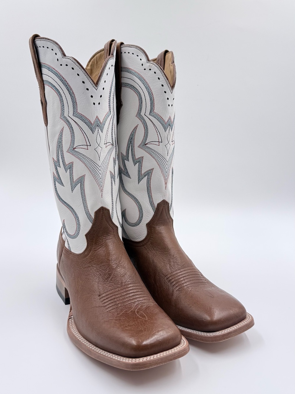 Men's Two-Tone Brown & White Western Cowboy Boots